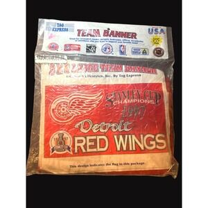 Detroit Red Wings 1997 Stanley Cup Champions 3x5 Team Banner Tag Express USA NOS